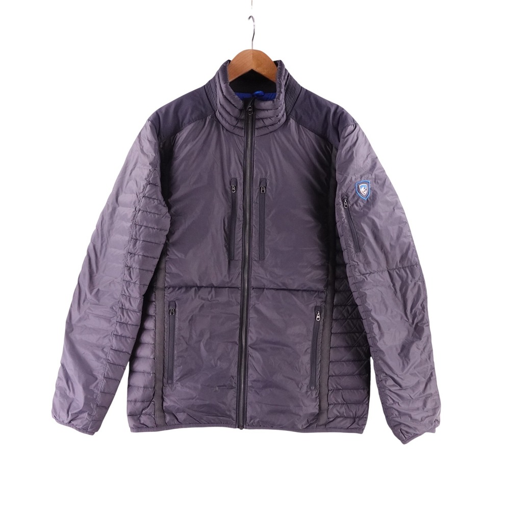 KUHL Projekt Mens Large Gray Goose Down Puffer Jacket Full Zip Hiking Coat
